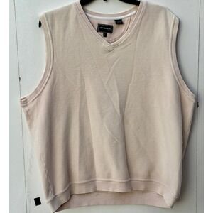 Bolle Golf Mens Ribbed VNeck Sweater Vest Cream Beige Large Cotton Blend Stretch